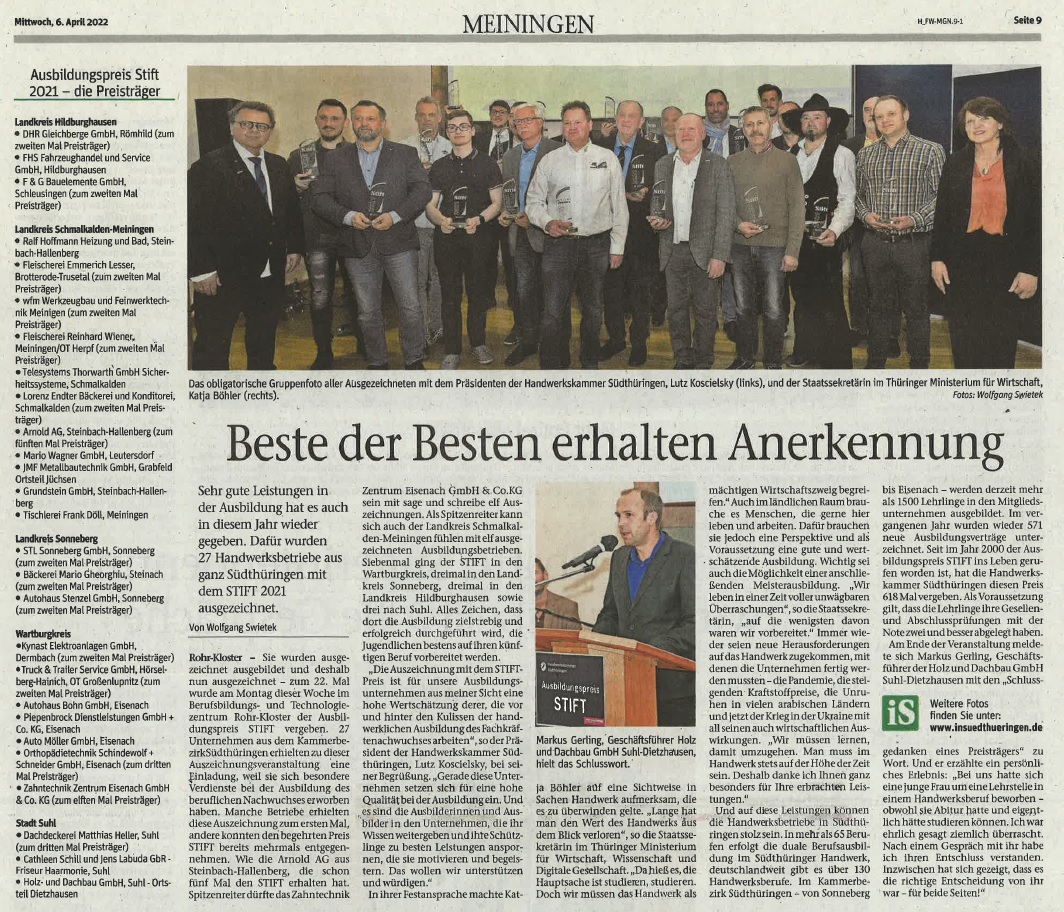 Beste der Besten erhalten Anerkennung
