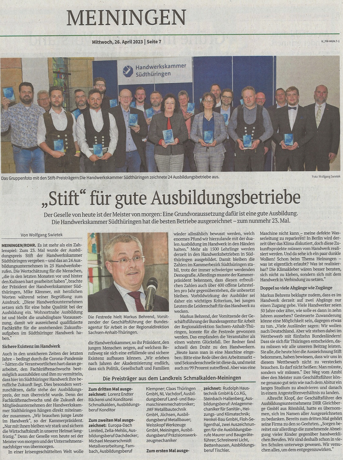 Stift für gute Ausbildungsbetriebe